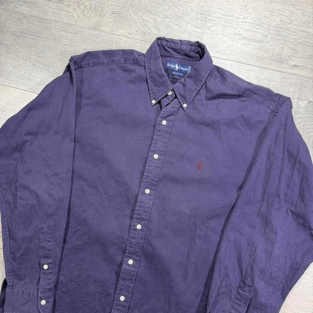 Vintage 90s 2000s faded navy Ralph Lauren button up dress shirt Size XL